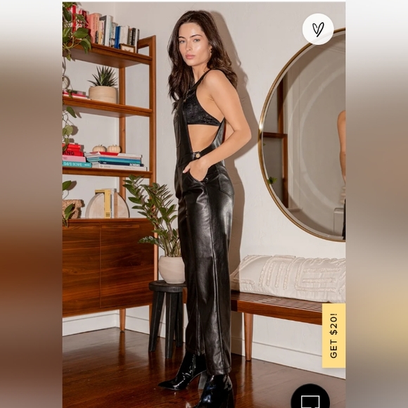 NWT Lulu's Modern Charm Black Vegan Leather Overalls size Large - Picture 3 of 7